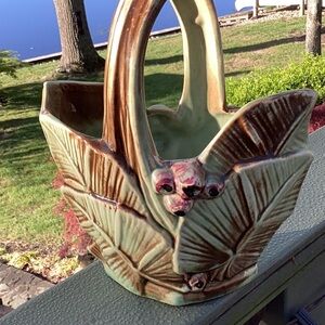 Vintage McCoy twigs and berries pottery basket planter
